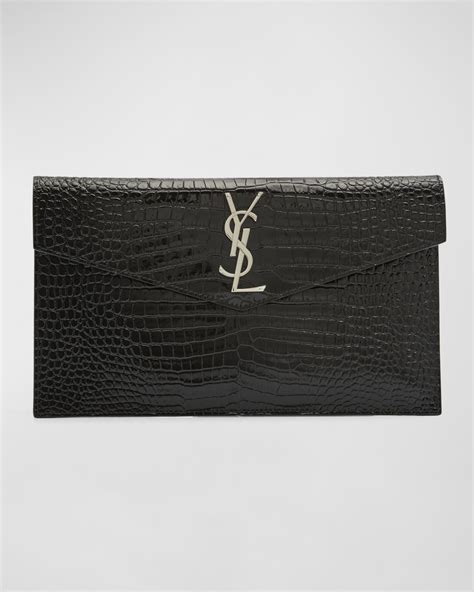 ysl uptown pouch croc embossed|saint laurent croc embossed wallet.